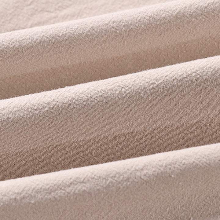 Chemise décontractée en coton et lin à manches trois-quarts et boutons sur le devant pour homme avec poches et motif Buddha Stones - image 2