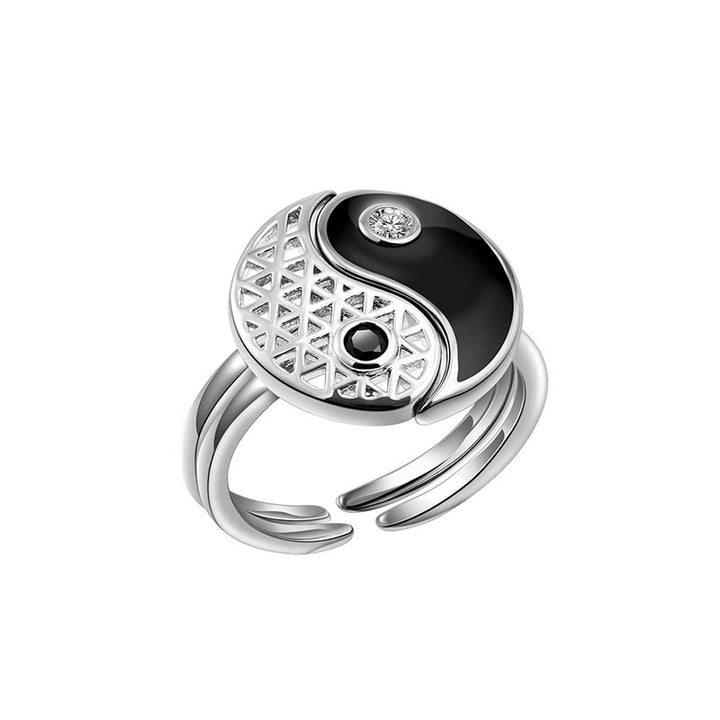Bague de couple en acier titane avec Buddha Stones Yin Yang
