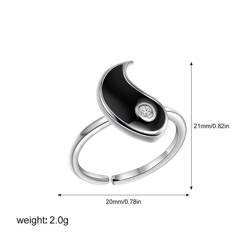 Bague de couple en acier titane avec Buddha Stones Yin Yang
