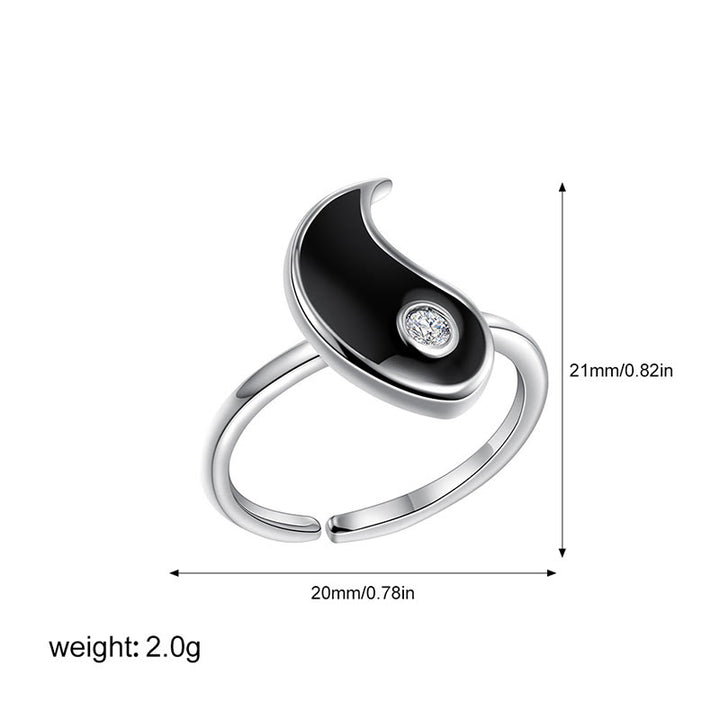 Bague de couple en acier titane avec Buddha Stones Yin Yang