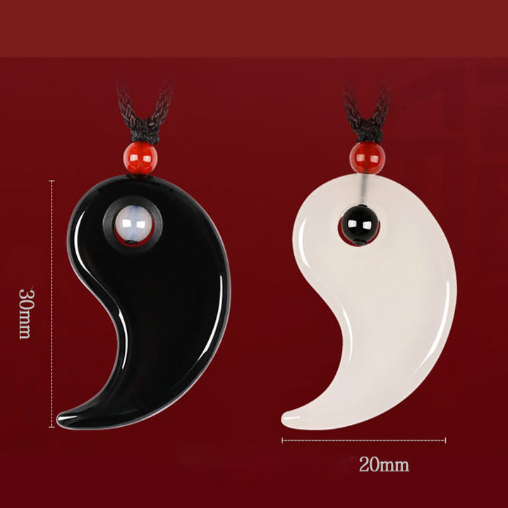 Collier pendentif couple fortune diagramme Yin Yang Tai Chi Buddha Stones onyx noir agate blanche - image 8