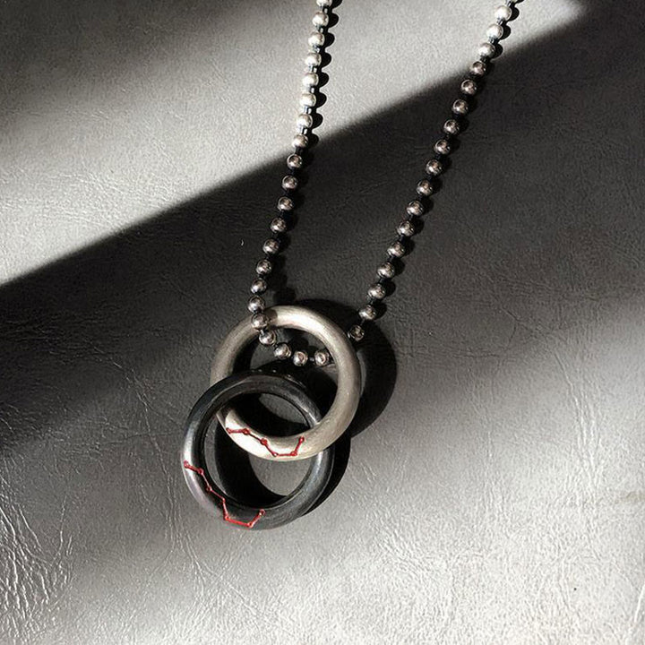 Collier pendentif porte-bonheur en cuivre avec Buddha Stones et cerceau Qiankun