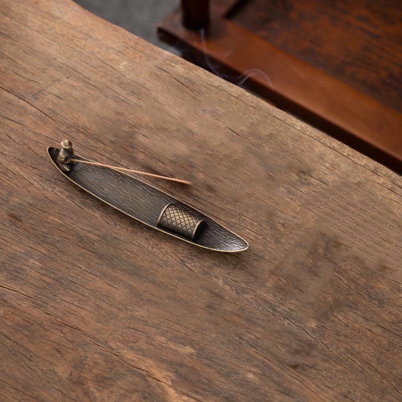 Buddha Stones en alliage de zinc en forme de bateau de pêcheur en forme de poisson koï, brûleur d'encens de guérison, décoration - image 15