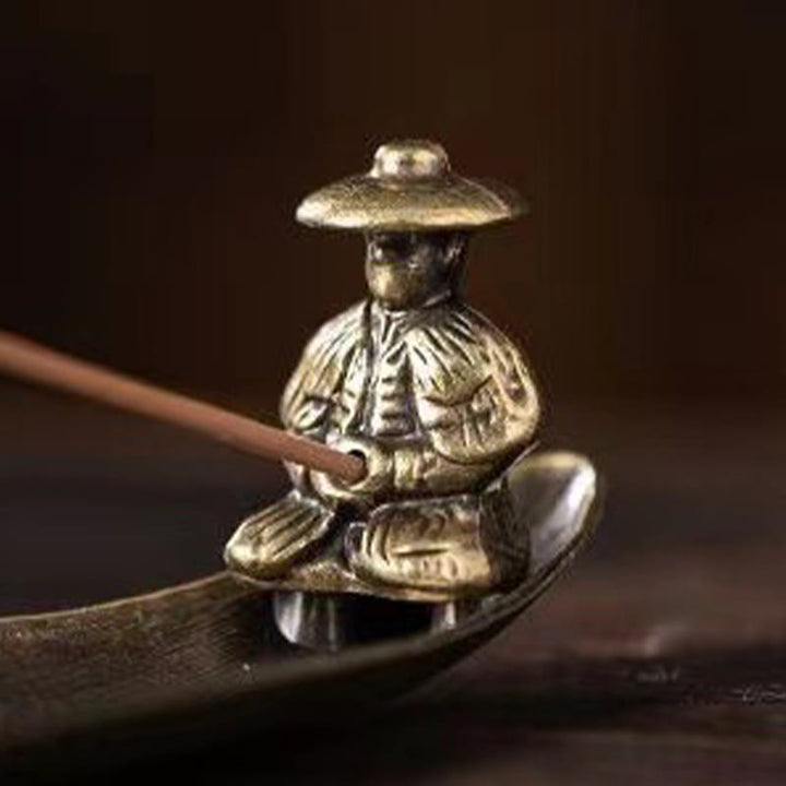 Buddha Stones en alliage de zinc en forme de bateau de pêcheur en forme de poisson koï, brûleur d'encens de guérison, décoration - image 8