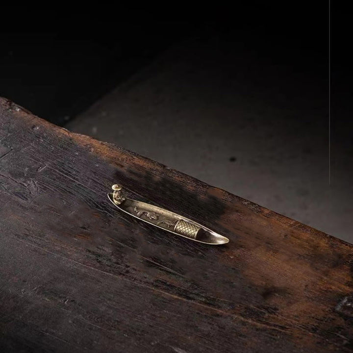 Buddha Stones en alliage de zinc en forme de bateau de pêcheur en forme de poisson koï, brûleur d'encens de guérison, décoration - image 7