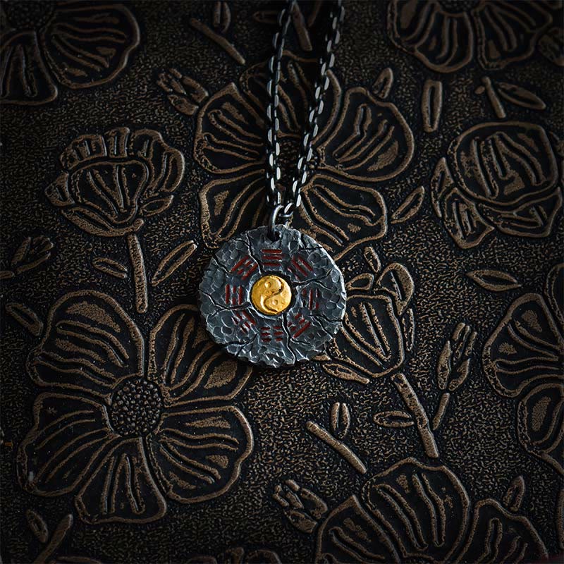 Collier pendentif en argent sterling 999 et or 24 carats avec Buddha Stones , Bagua, Tai Chi, Yin Yang, design, fantômes des montagnes, dépenser de l'argent, harmonie - Chaîne en argent sterling 999 - image 10