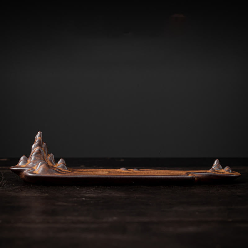 Brûleur d'encens en céramique avec Buddha Stones et montagnes et bateau