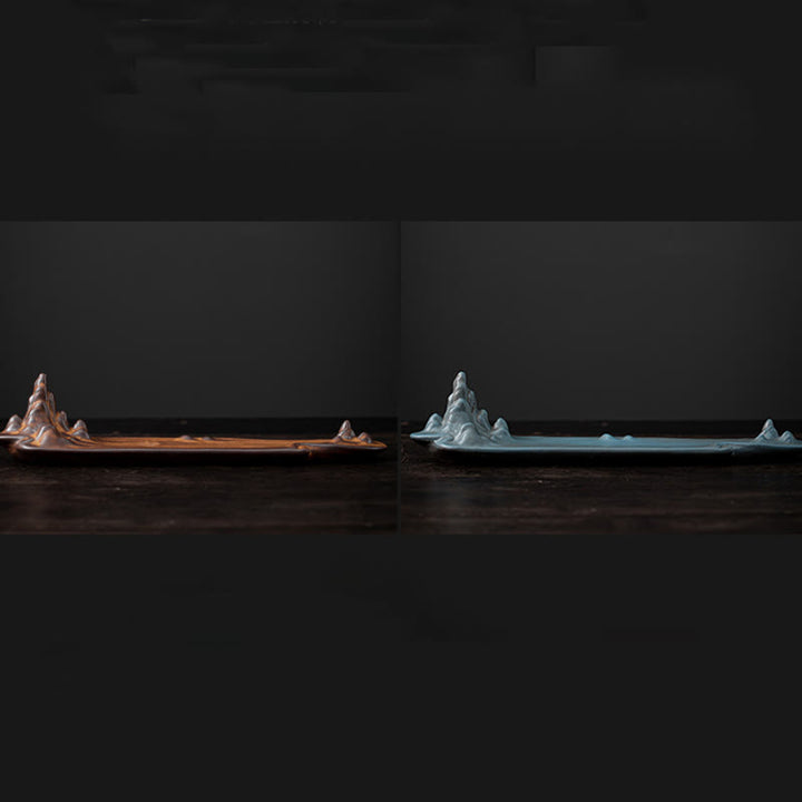 Brûleur d'encens en céramique avec Buddha Stones et montagnes et bateau - image 13