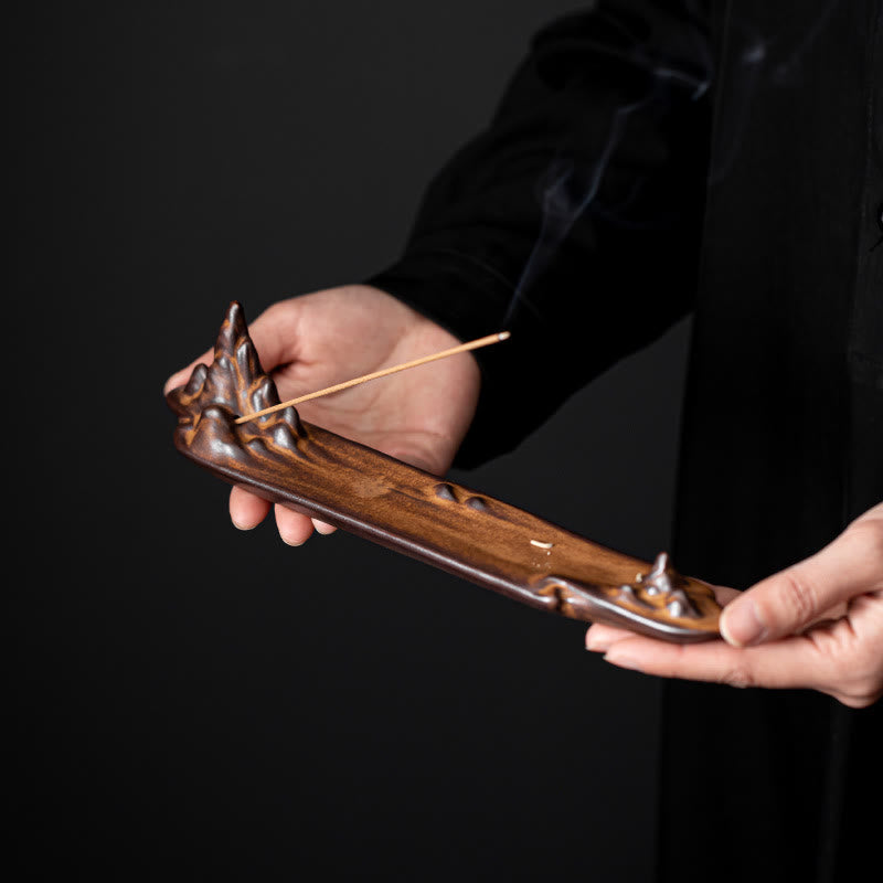 Brûleur d'encens en céramique avec Buddha Stones et montagnes et bateau - image 2