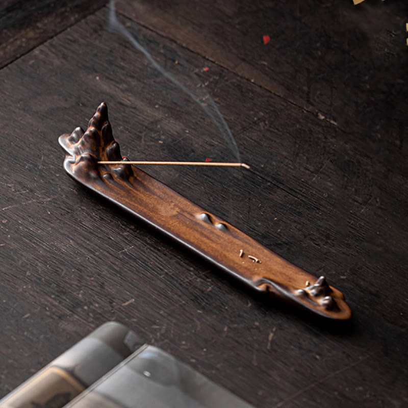 Brûleur d'encens en céramique avec Buddha Stones et montagnes et bateau - image 1