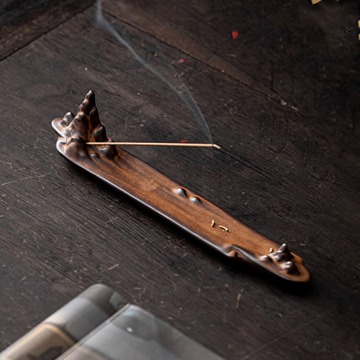 Brûleur d'encens en céramique avec Buddha Stones et montagnes et bateau - image 1