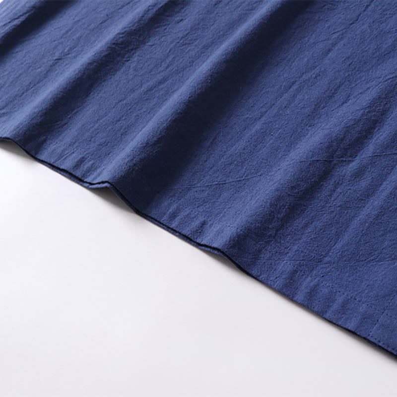 Chemise décontractée à manches courtes et un bouton en coton et lin pour homme avec Buddha Stones - image 12