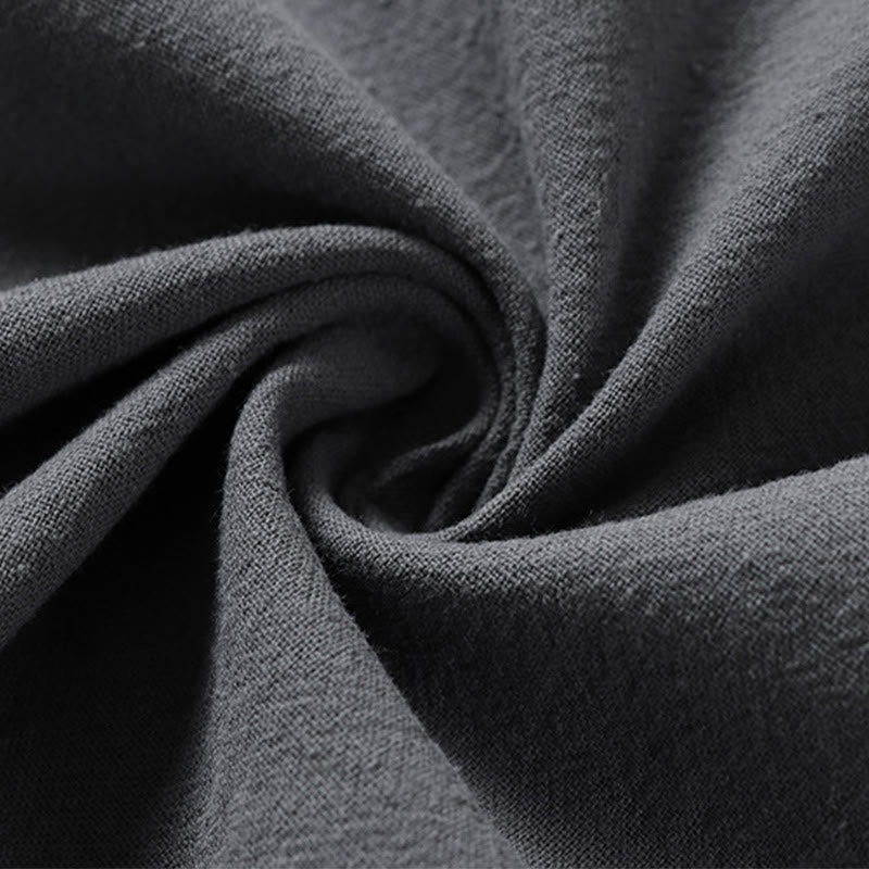 Chemise décontractée en coton à manches trois-quarts et col en V à deux boutons pour homme avec Buddha Stones - image 8