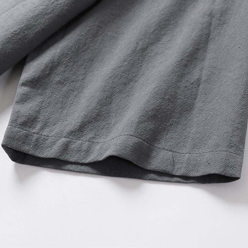 Chemise décontractée en coton à manches trois-quarts et col en V à deux boutons pour homme avec Buddha Stones - image 11