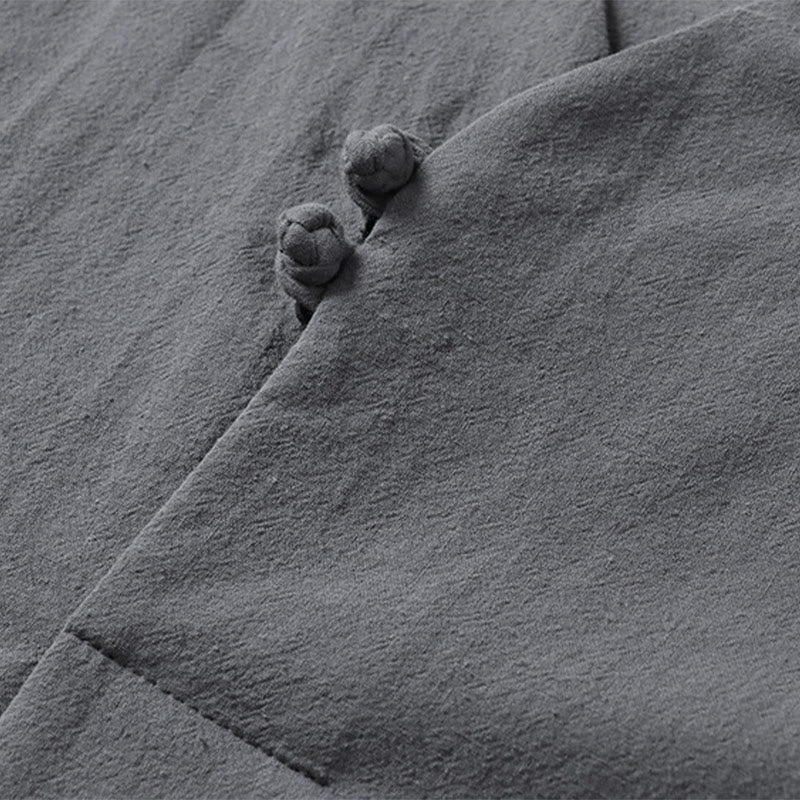 Chemise décontractée en coton à manches trois-quarts et col en V à deux boutons pour homme avec Buddha Stones - image 7