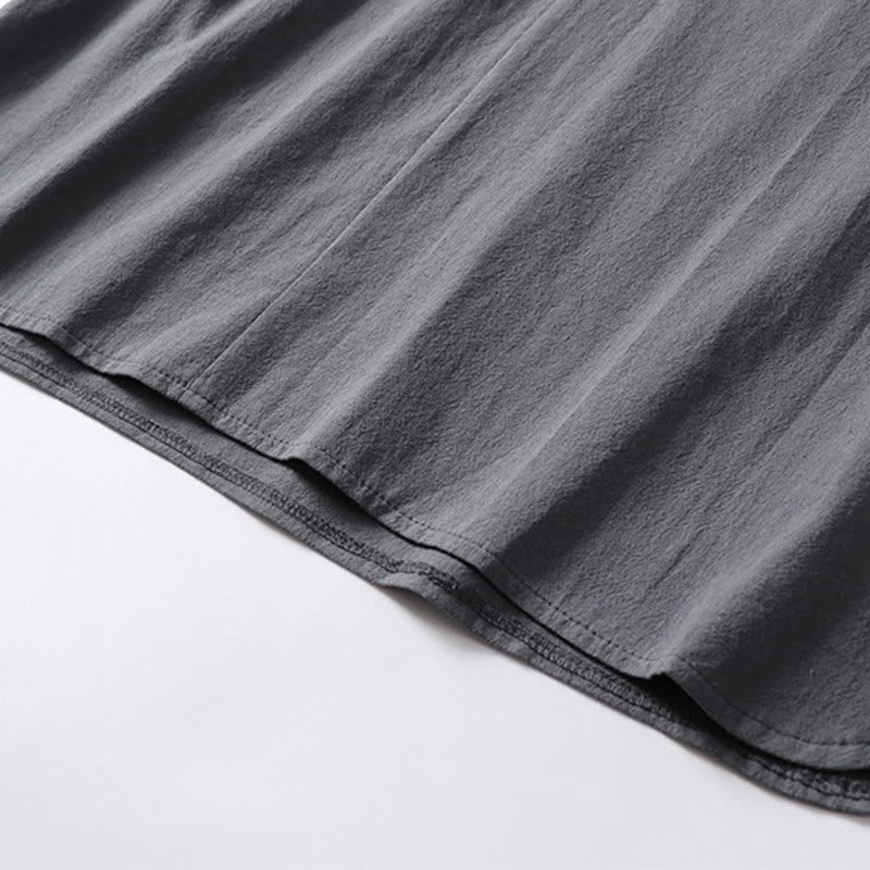 Chemise décontractée en coton à manches trois-quarts et col en V à deux boutons pour homme avec Buddha Stones - image 9