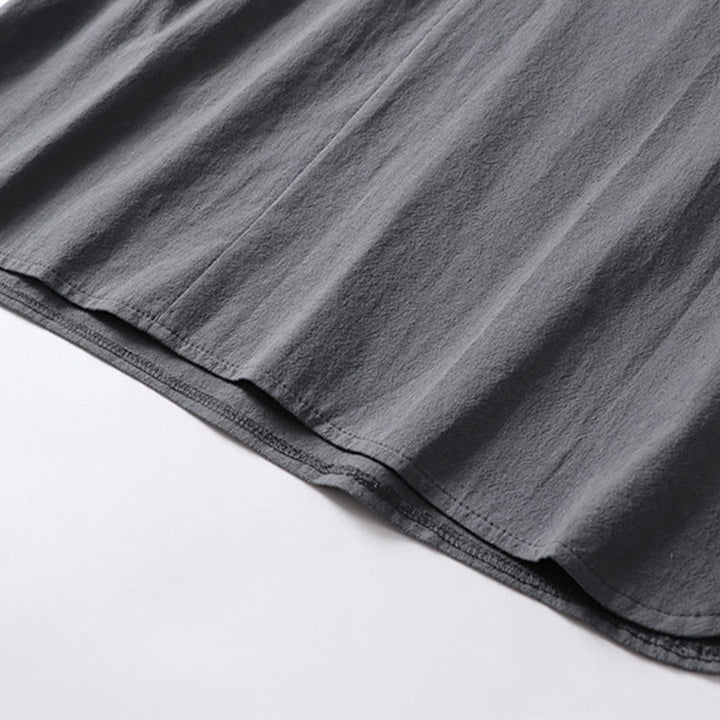 Chemise décontractée en coton à manches trois-quarts et col en V à deux boutons pour homme avec Buddha Stones - image 9