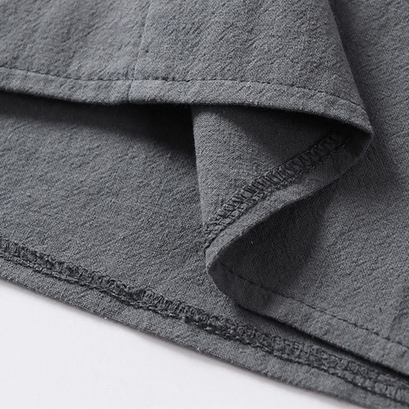 Chemise décontractée en coton à manches trois-quarts et col en V à deux boutons pour homme avec Buddha Stones - image 10