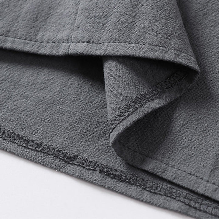 Chemise décontractée en coton à manches trois-quarts et col en V à deux boutons pour homme avec Buddha Stones - image 10