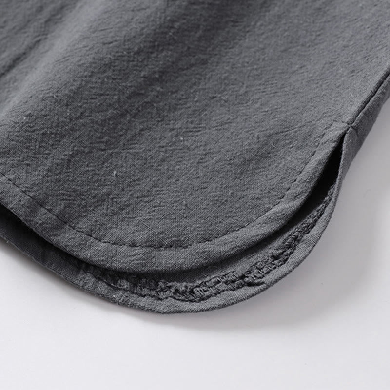 Chemise décontractée en coton à manches trois-quarts et col en V à deux boutons pour homme avec Buddha Stones - image 12