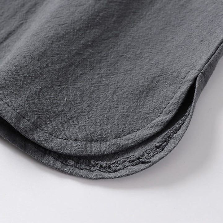 Chemise décontractée en coton à manches trois-quarts et col en V à deux boutons pour homme avec Buddha Stones - image 12