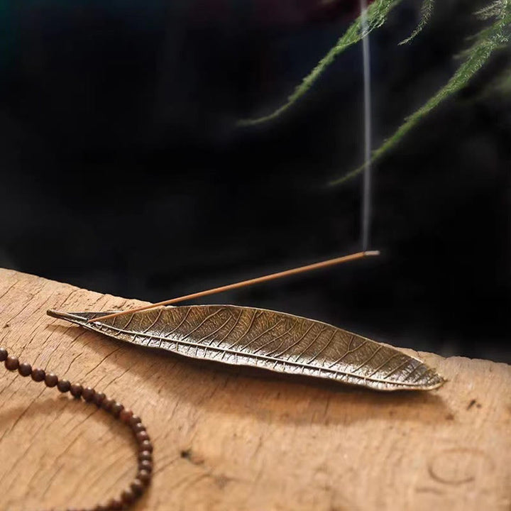 Brûleur Buddha Stones Décoration orientale - Feuille brune 24,6 x 5,3 x 1,4 cm - image 0