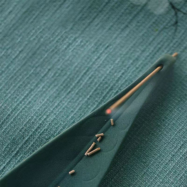 Brûleur d'encens en céramique avec Buddha Stones et feuille de saule - image 7