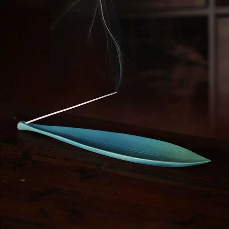 Brûleur d'encens en céramique avec Buddha Stones et feuille de saule - image 1