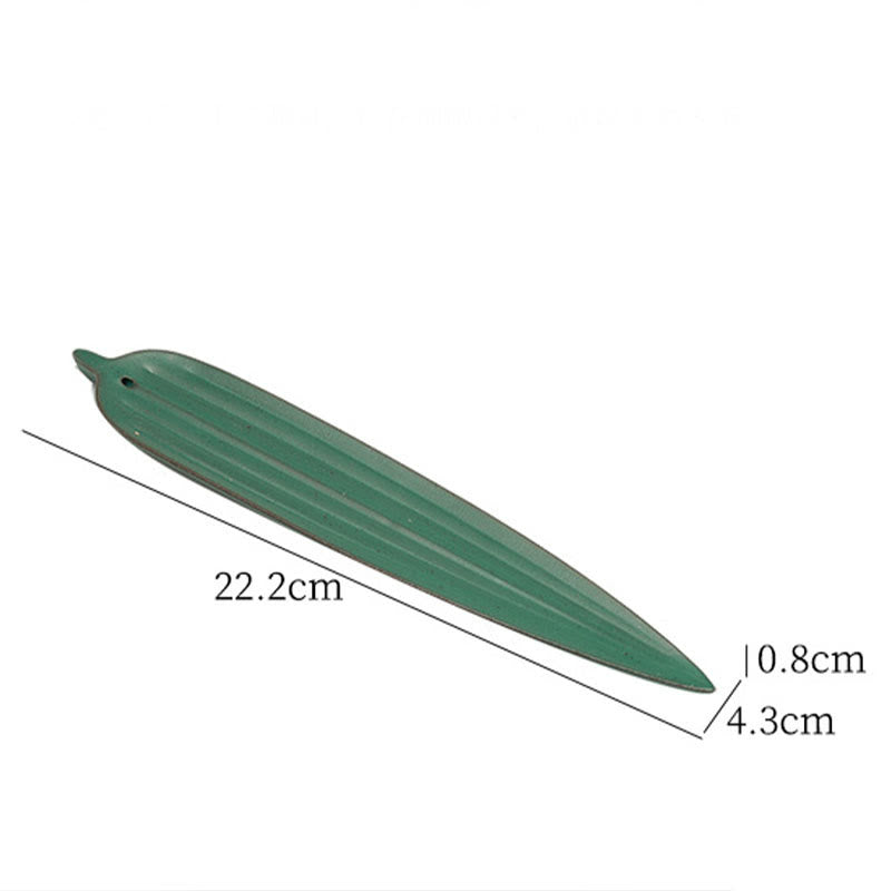 Brûleur d'encens en céramique avec feuilles de bambou vertes et Buddha Stones - image 4