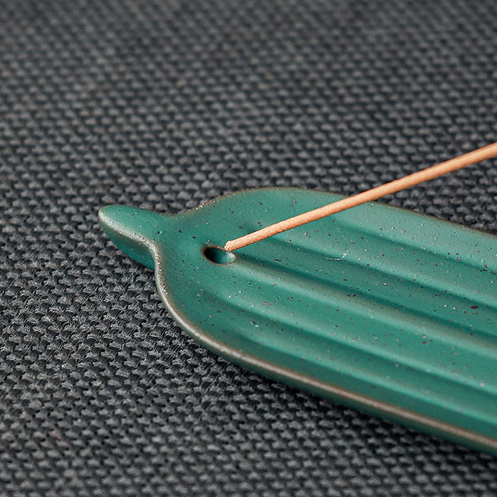 Brûleur d'encens en céramique avec feuilles de bambou vertes et Buddha Stones - image 8
