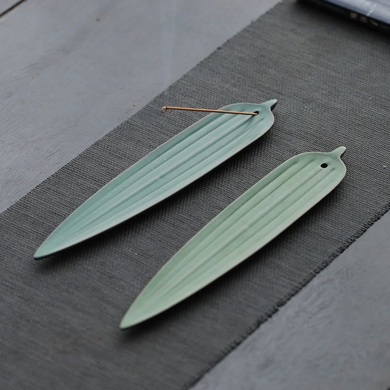 Brûleur d'encens en céramique avec feuilles de bambou vertes et Buddha Stones - image 10