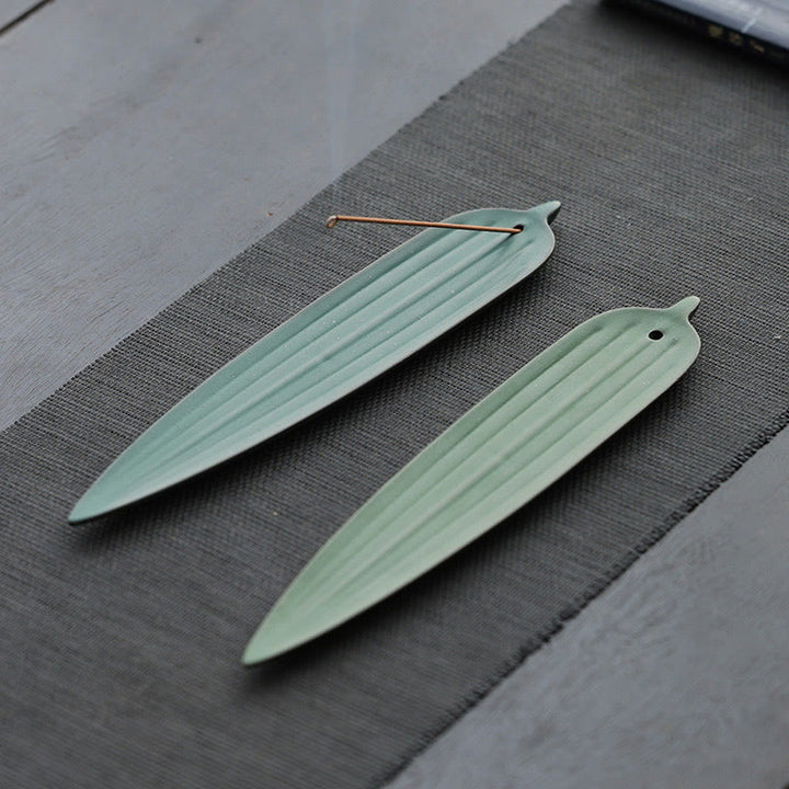 Brûleur d'encens en céramique avec feuilles de bambou vertes et Buddha Stones - image 10