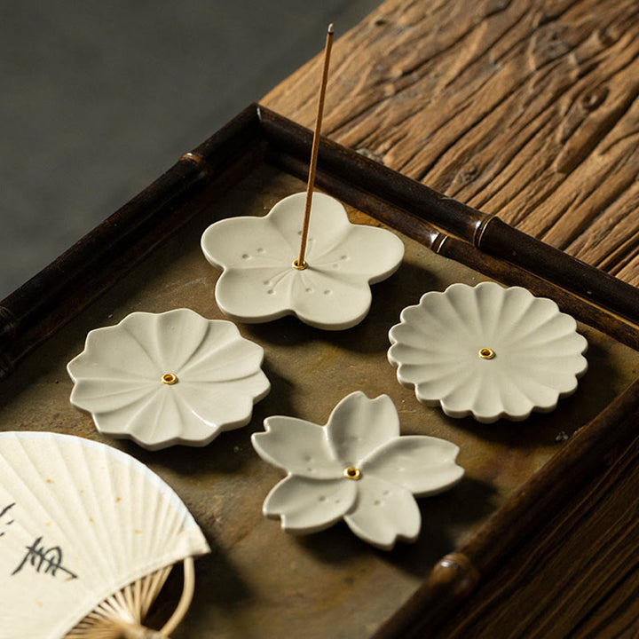 Buddha Stones Lotus Fleur de cerisier Fleur de prunier Chrysanthème Brûleur d'encens en céramique de guérison Décoration - image 10