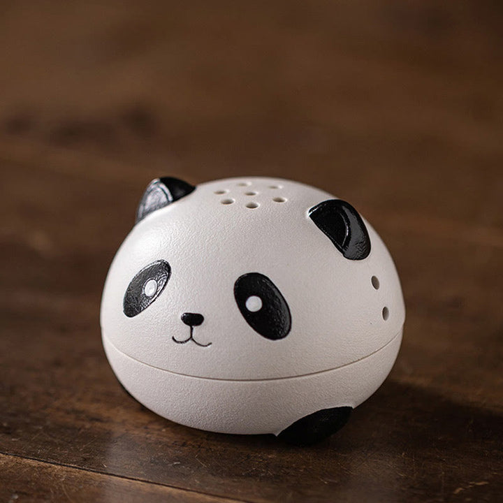 Brûleur d'encens en céramique en forme de panda mignon avec Buddha Stones pour décoration de bureau