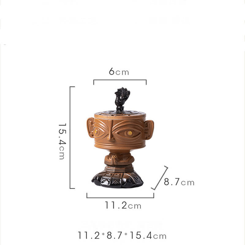 Brûleur d'encens en céramique de guérison en Buddha Stones Sanxingdui Décoration de bureau