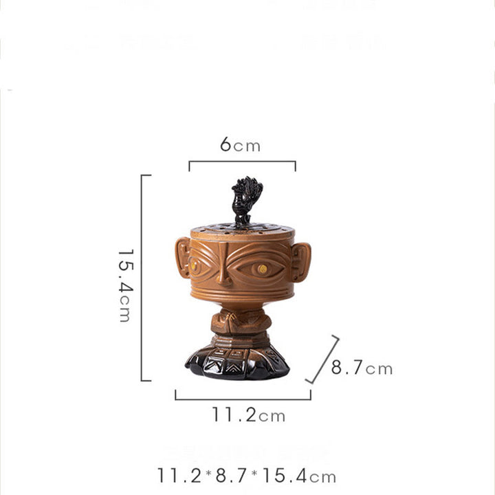 Brûleur d'encens en céramique de guérison en Buddha Stones Sanxingdui Décoration de bureau