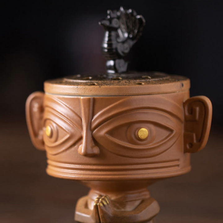 Brûleur d'encens en céramique de guérison en Buddha Stones Sanxingdui Décoration de bureau