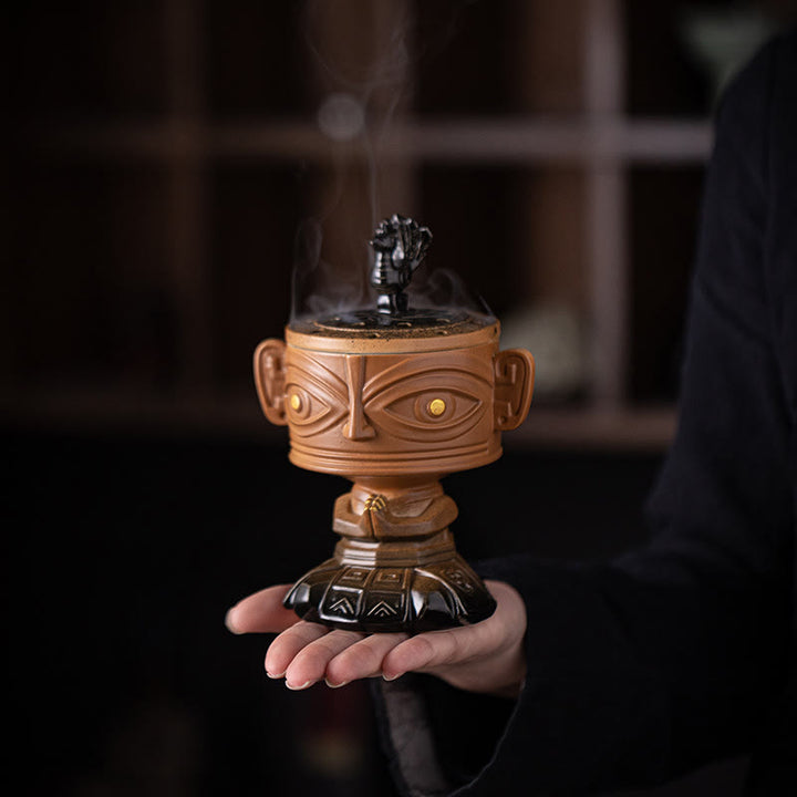 Brûleur d'encens en céramique de guérison en Buddha Stones Sanxingdui Décoration de bureau
