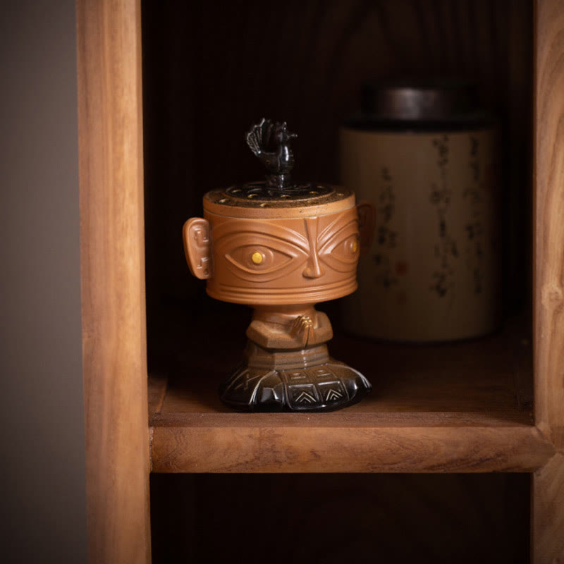 Brûleur d'encens en céramique de guérison en Buddha Stones Sanxingdui Décoration de bureau