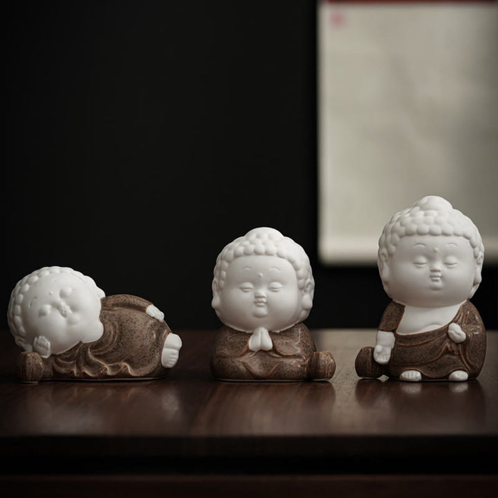 Buddha Stones Bouddha assis debout couché brûleur d'encens de guérison en céramique décoration de bureau