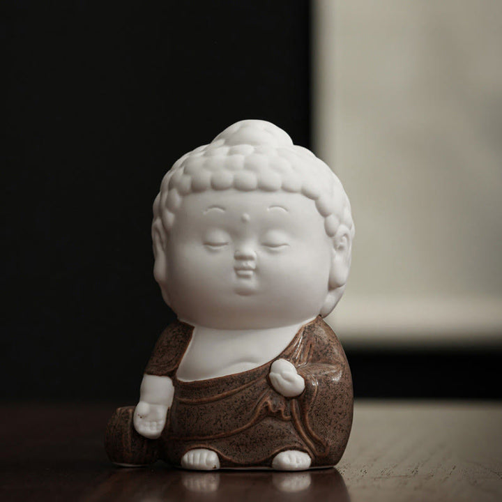 Buddha Stones Bouddha assis debout couché brûleur d'encens de guérison en céramique décoration de bureau