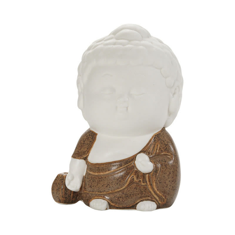 Buddha Stones Bouddha assis debout couché brûleur d'encens de guérison en céramique décoration de bureau