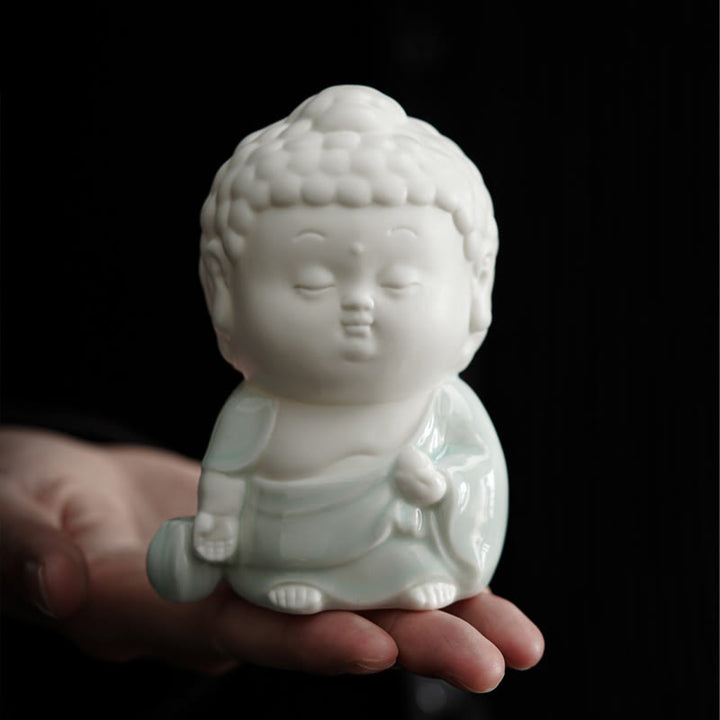 Buddha Stones Bouddha assis debout couché brûleur d'encens de guérison en céramique décoration de bureau