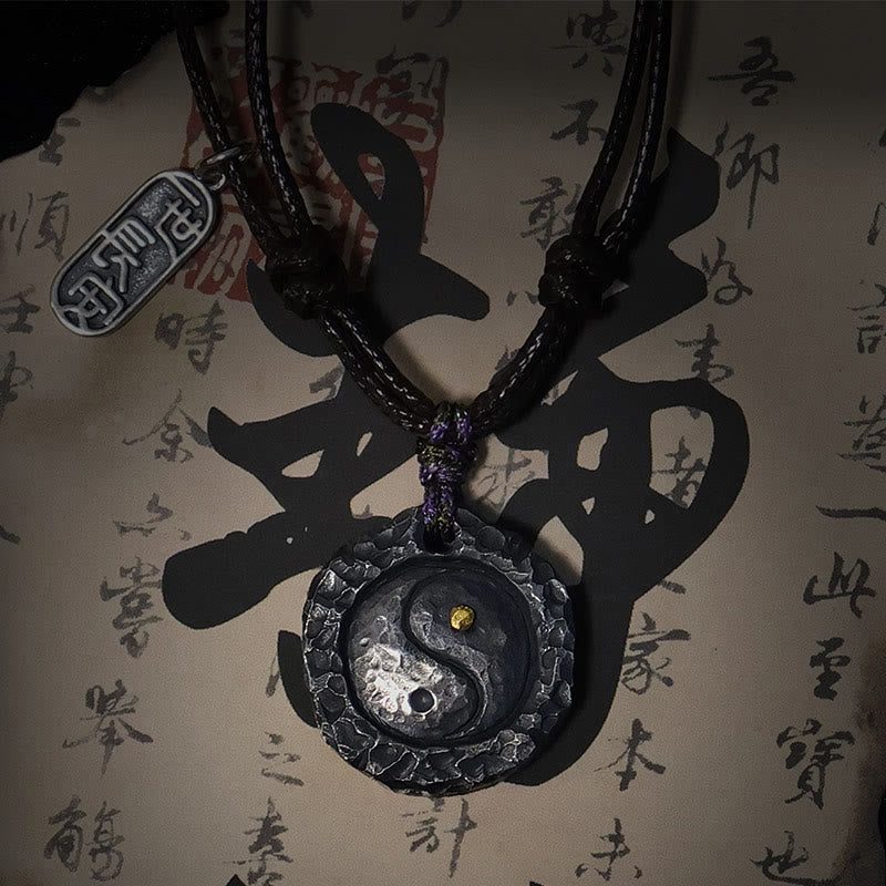 Buddha Stones 999 argent Sterling Tai Chi Yin Yang Design harmonie collier pendentif - Argent Sterling 999 YIN YANG (22*24*5mm) - image 2