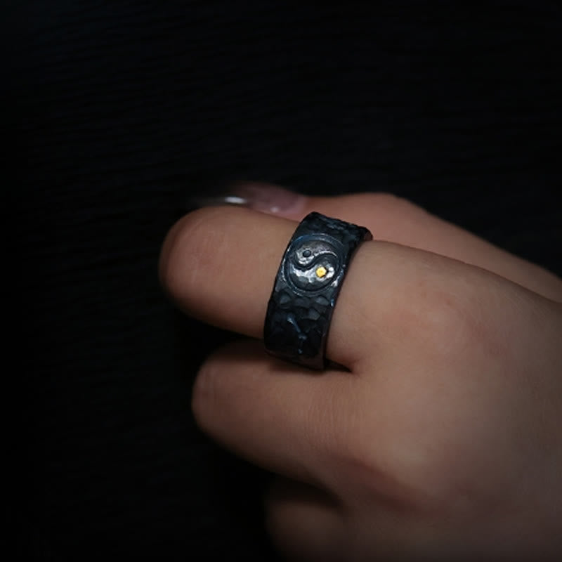 Bague d'équilibre Yin Yang en argent sterling 999 Buddha Stones - image 4