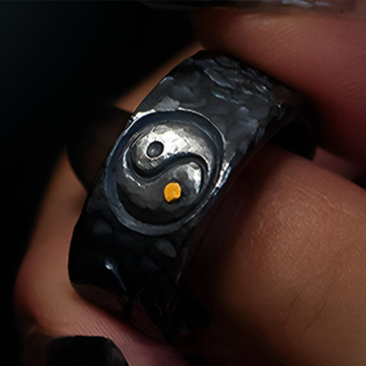 Bague d'équilibre Yin Yang en argent sterling 999 Buddha Stones - image 3