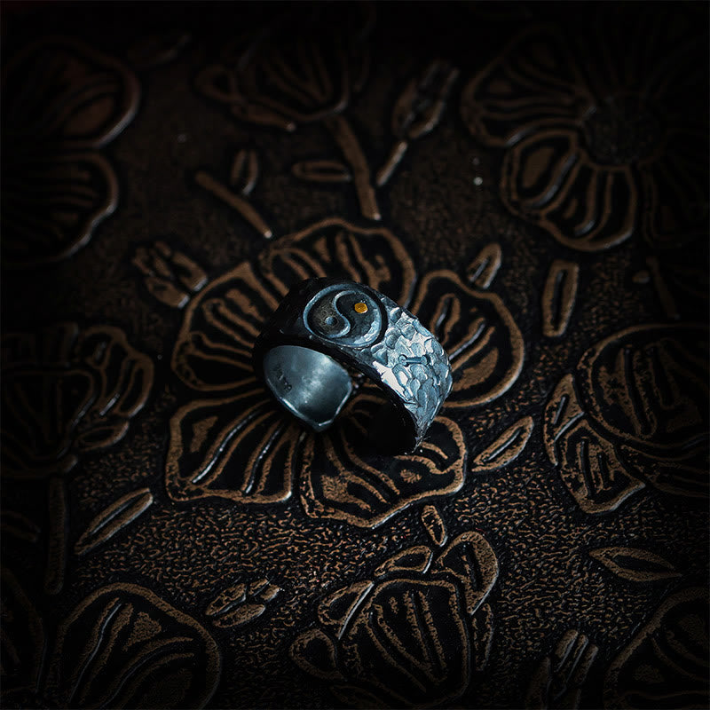 Bague d'équilibre Yin Yang en argent sterling 999 Buddha Stones - image 1