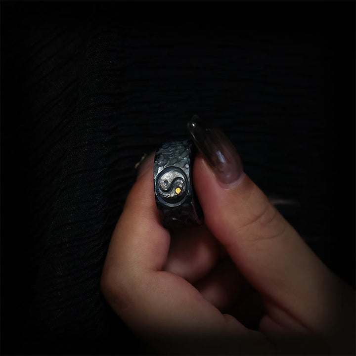 Bague d'équilibre Yin Yang en argent sterling 999 Buddha Stones - image 8