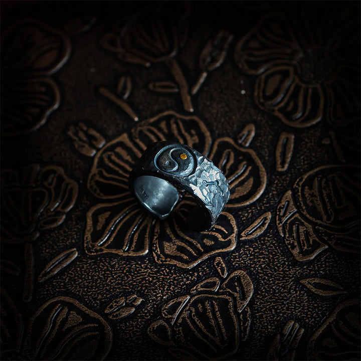 Bague d'équilibre Yin Yang en argent sterling 999 Buddha Stones - image 1