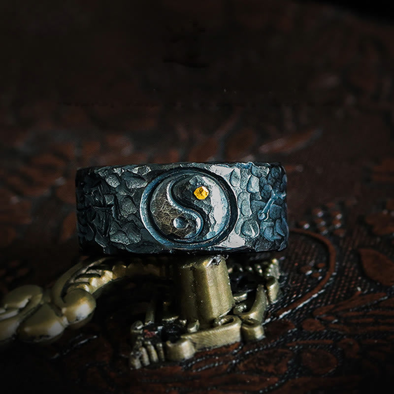 Bague d'équilibre Yin Yang en argent sterling 999 Buddha Stones - Argent sterling 999 YIN YANG - US11 - image 0